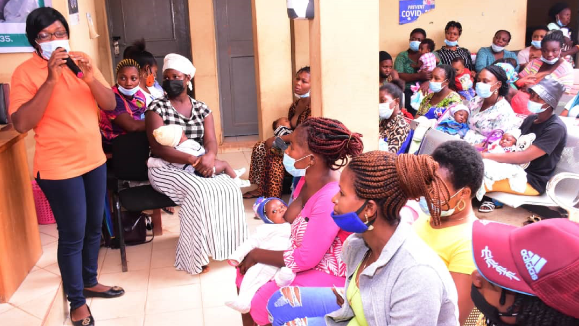 JHF staff educating women of the importance of Exclusive Breast Feeding