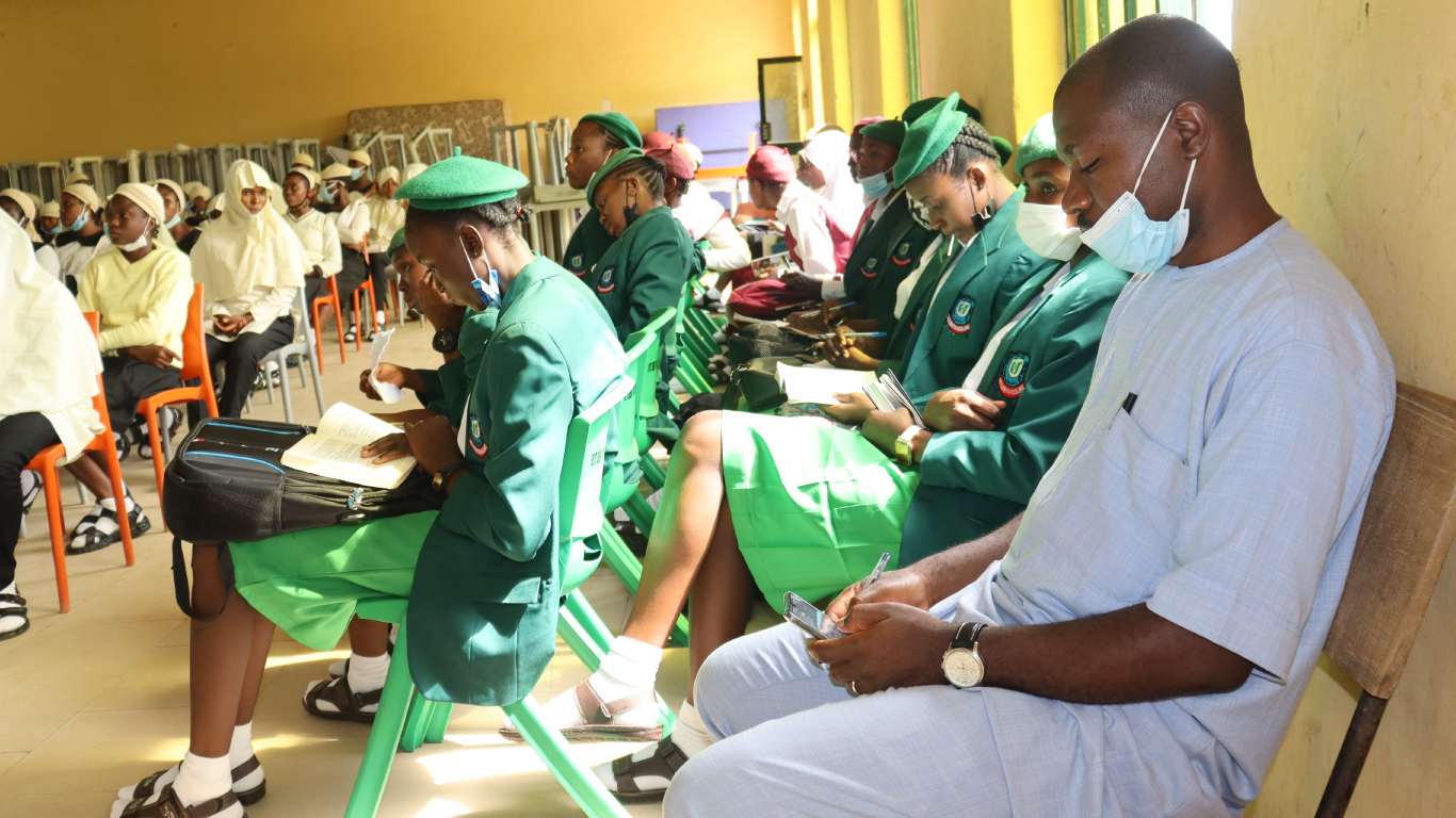 Cross-section of the girls from different schools listening to the Speaker