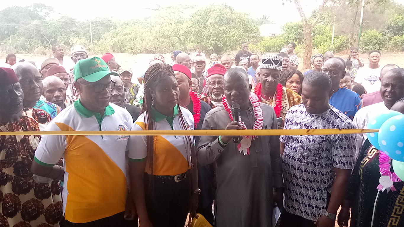 JHF Directors and the Representative of the Enugu State Universal Education Board(ESUBEB), Traditional Head and Community members commissioning the Newly built Block of classrooms