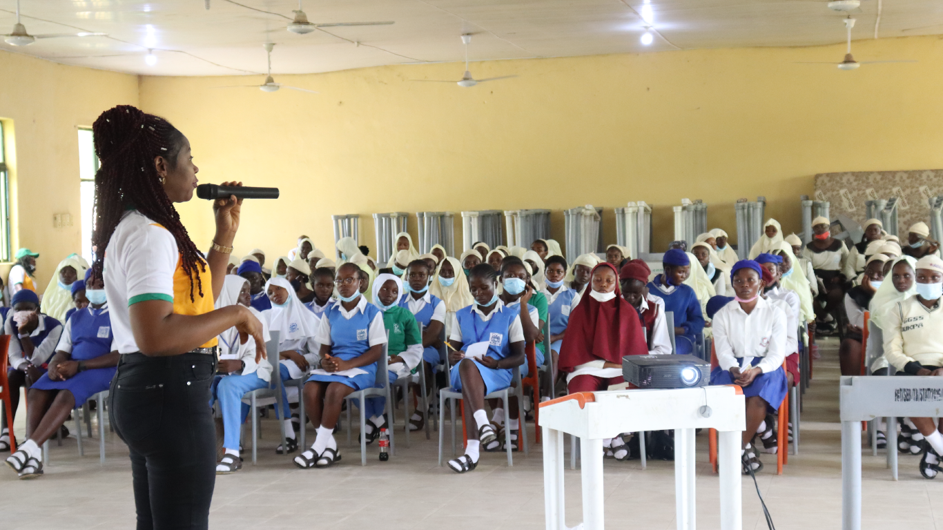 JHF founder addressing the girls on working hard